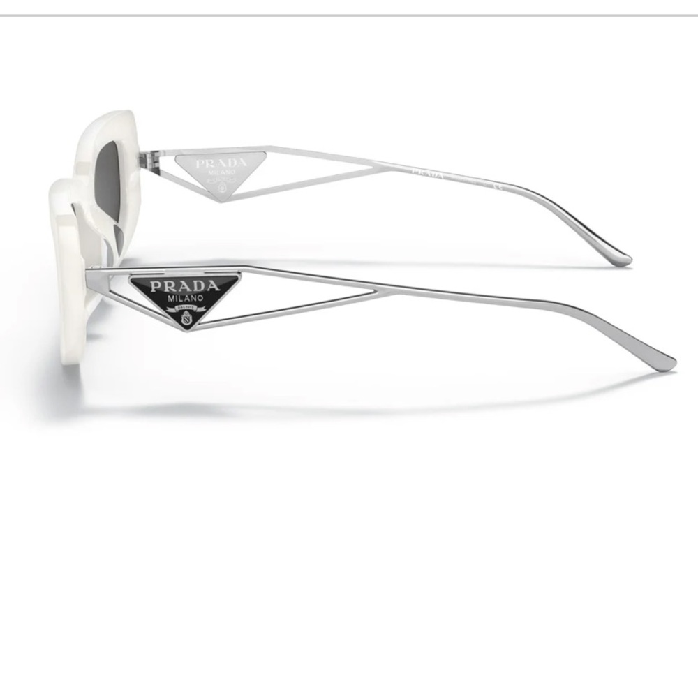 Prada White and Silver Sunglasses